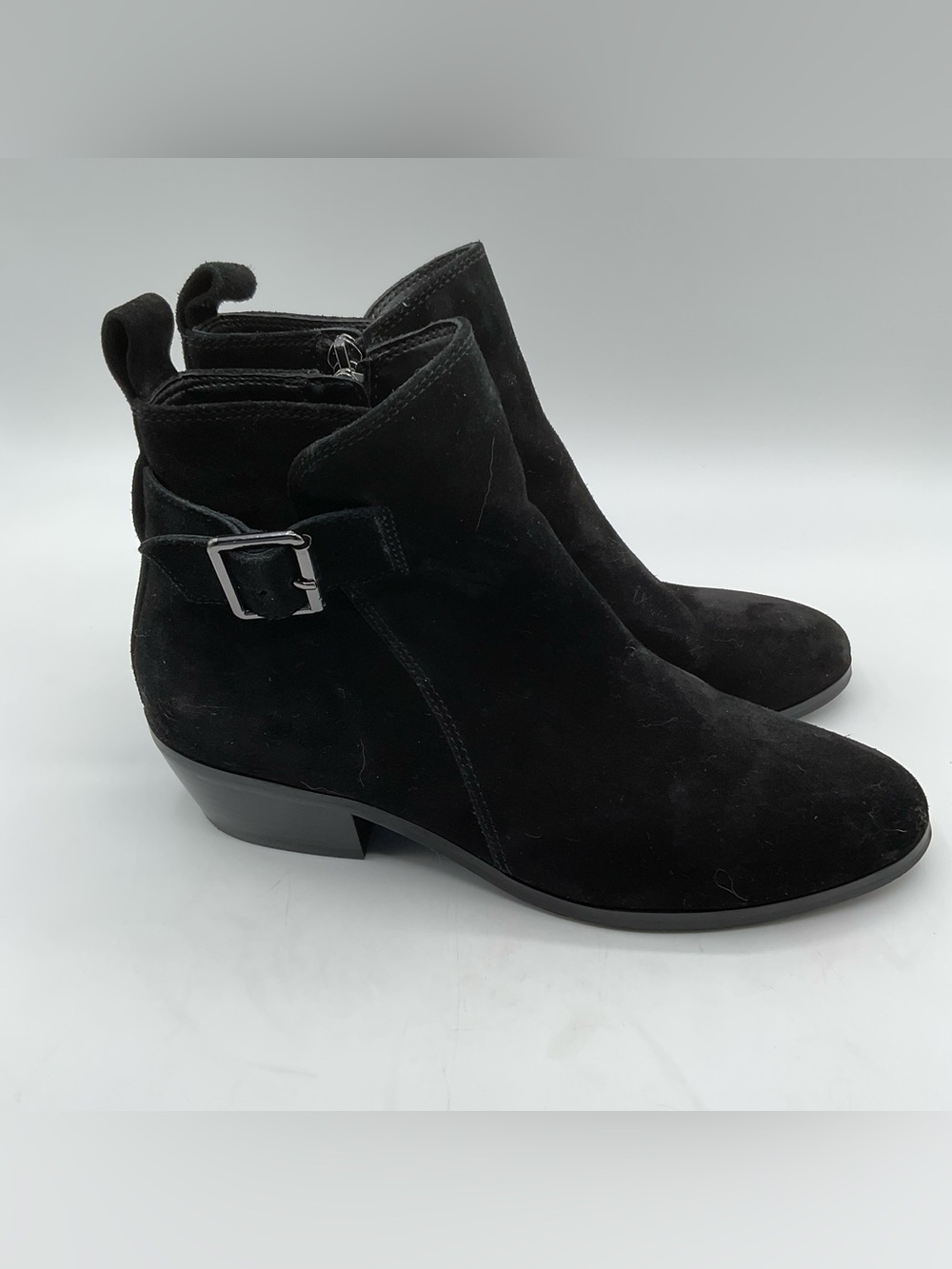 Blondo Women’s Black Suede Waterproof Ankle Boots Size 7M Block Heel Zip